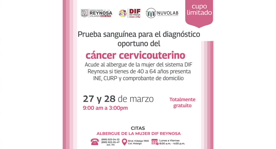 27 y 28 de marzo campaña de prevención de Cáncer Cervicouterino