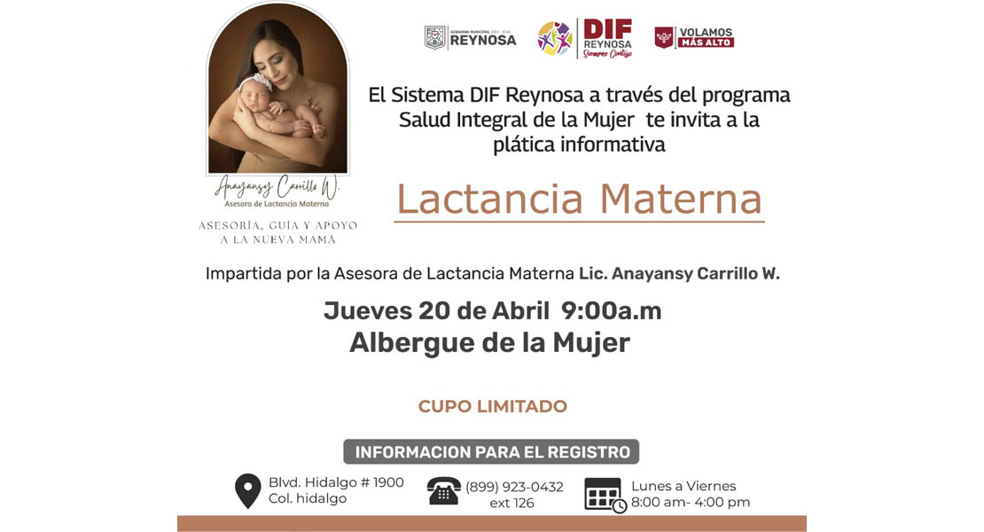 Invita DIF Reynosa a Plática Sobre la Lactancia Materna