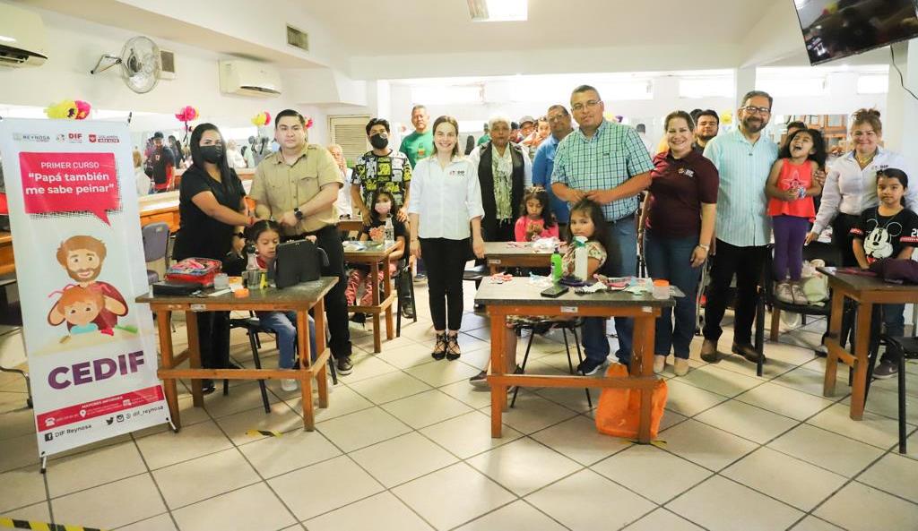 Realiza DIF Reynosa Primer Curso «Papá También Me Sabe Peinar»