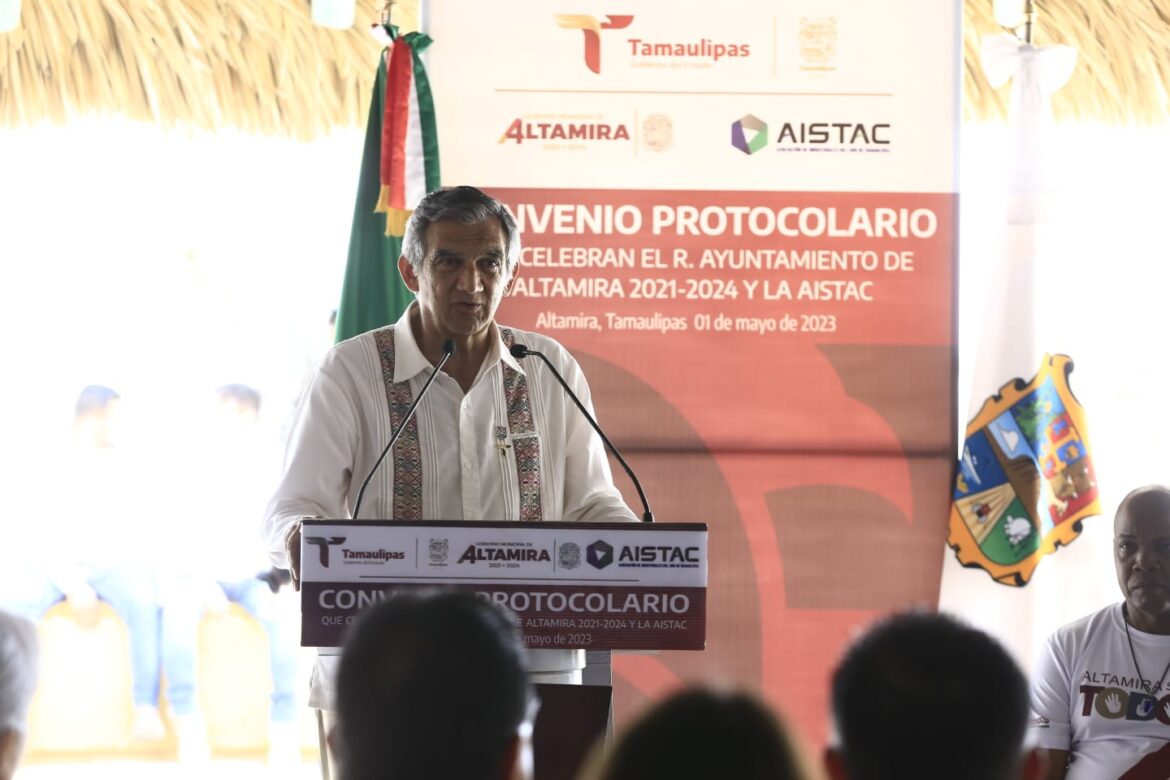 Atestigua gobernador firma de convenio entre AISTAC y gobierno de Altamira para dragar laguna; es muestra de una sociedad colaborativa, destaca