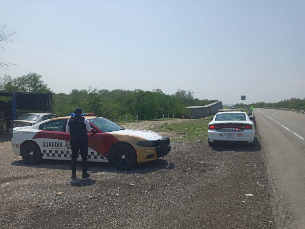 Guardia Estatal atiende volcadura de tractocamión en Carretera Federal 81