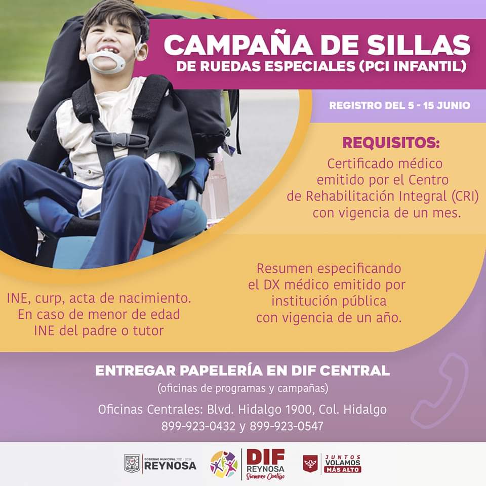 Amplía DIF Reynosa Campaña de Sillas de Ruedas Especiales PCI