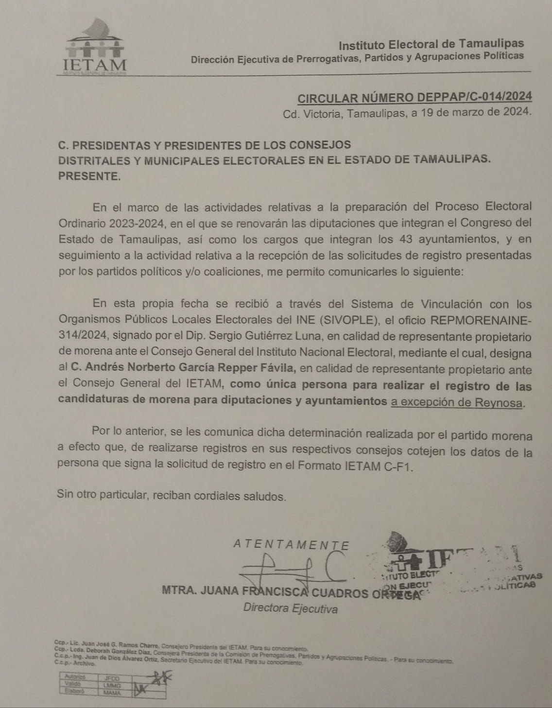 CARLOS PEÑA ORTIZ, SERÍA ÚNICO CANDIDATO “VÁLIDO” REGISTRADO DE MORENA POR LA ALCALDÍA DE REYNOSA ANTE IETAM